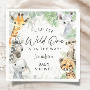 Wilder Dschungelsafari-Tiere Baby Shower Serviette