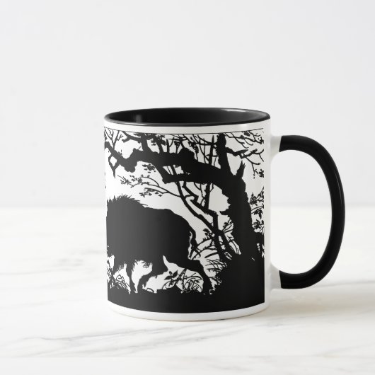 Wilder Eber, der in einem Wald - deutsche Tasse (Rechts)