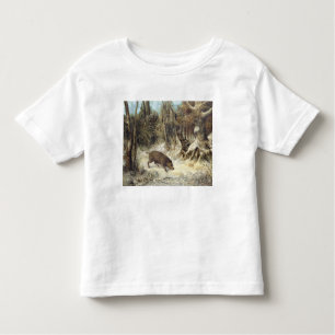 Wilder Eber im Schnee, unterzeichnet als Courbet Kleinkind T-shirt