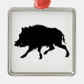 Wilder Eber-oder wildes Schwein-elegante Silbernes Ornament (Vorne)