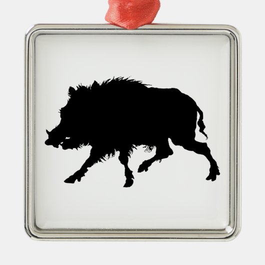 Wilder Eber-oder wildes Schwein-elegante Silbernes Ornament (Vorne)