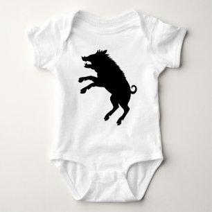 Wilder Eber-Schwarzweiss-Silhouette Baby Strampler