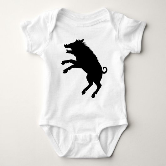 Wilder Eber-Schwarzweiss-Silhouette Baby Strampler (Vorderseite)