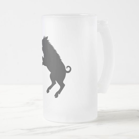 Wilder Eber-Schwarzweiss-Silhouette Mattglas Bierglas (VorderseiteRechts)