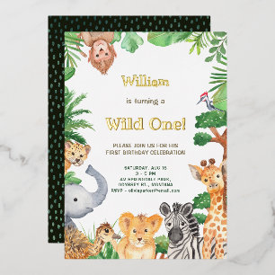 Wilder Einfall Whimsical Jungle Safari Camping Geb Folieneinladung