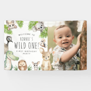 Wilder Eins! Australische Tier-Geburtstagsfeier Banner