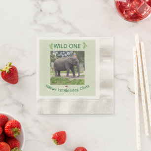 Wilder Elefant Geburtstags-Tischakzent Serviette