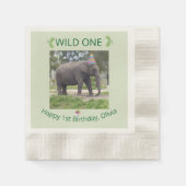 Wilder Elefant Geburtstags-Tischakzent Serviette (Vorderseite)