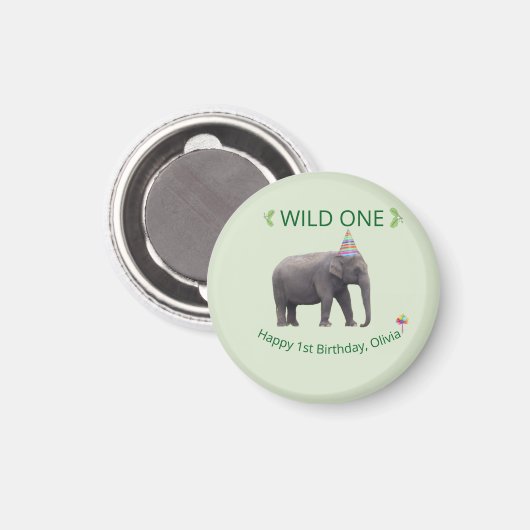 Wilder Elefant Geburtstagsandenken Magnet (Vorderseite/Rückseite)
