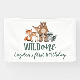 Wilder Erster Geburtstag im Wald Banner