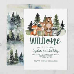 Wilder Erstgeborener Waldtier Geburtstag Einladung