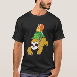 Wilder Faultier-Schildkröten-Schnecken-Rückentritt T-Shirt