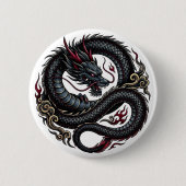 Wilder Feuerdrache Rundbutton 🐉🔥 FantasyButton Button (Vorderseite)