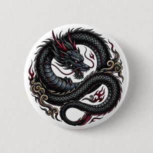 Wilder Feuerdrache Rundbutton 🐉🔥 FantasyButton Button