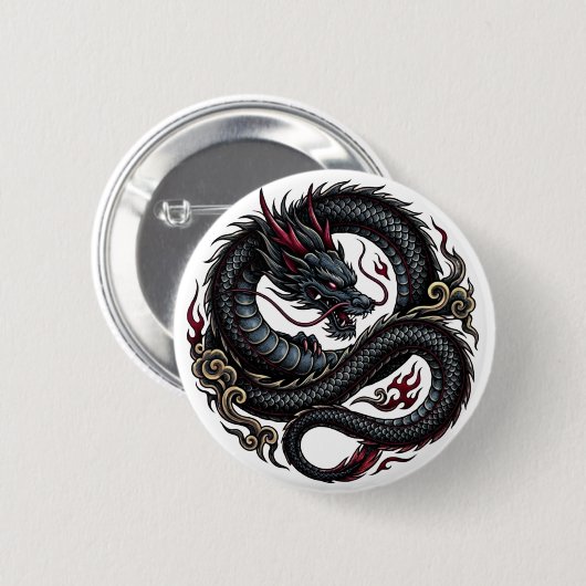 Wilder Feuerdrache Rundbutton 🐉🔥 FantasyButton Button (Vorne & Hinten)
