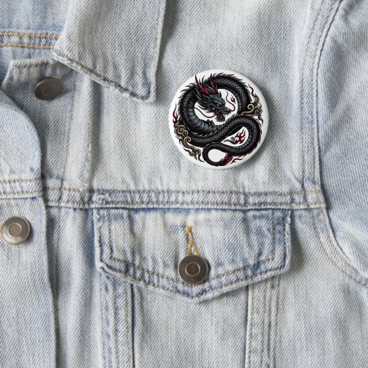 Wilder Feuerdrache Rundbutton 🐉🔥 FantasyButton Button (Beispiel)