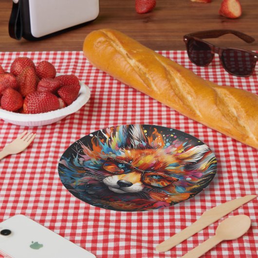 Wilder Freier Abstrakter Pop Fuchs Pappteller (Picknick)