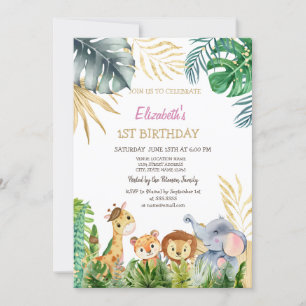 Wilder Freund Tiere Tropical 1. Geburtstag Einladung