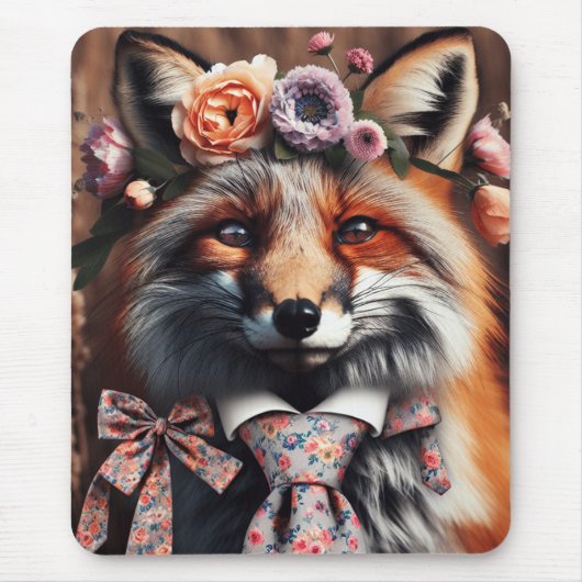 Wilder Fuchs mit Krawatte süß Mousepad (Vorne)