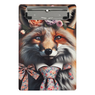 Wilder Fuchs mit süßer Krawatte  Mini Klemmbrett