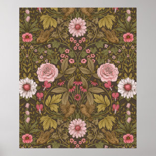 Wilder Garten auf Kaffeebraun Poster
