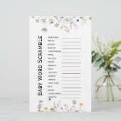 Wilder Garten blüht Baby Dusche Word Scramble (Stehend Vorderseite)