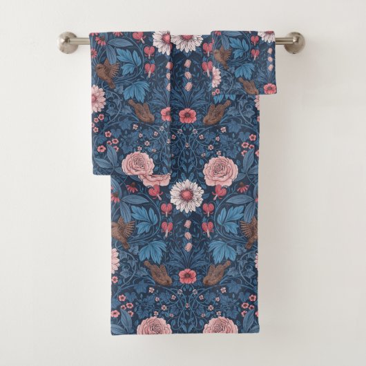 Wilder Garten in blau Badhandtuch Set (Insitu)