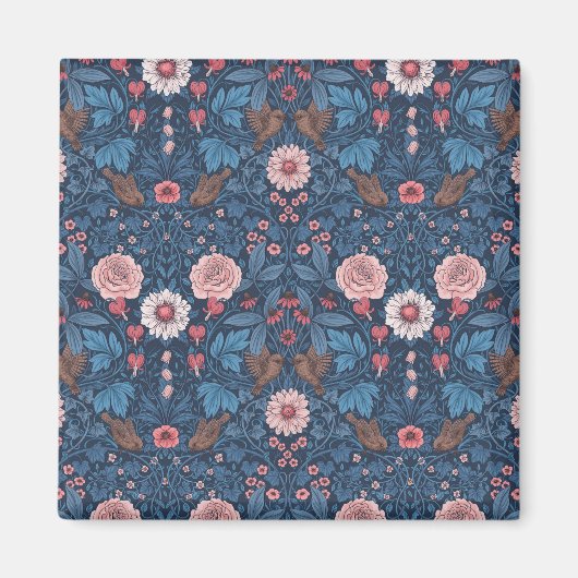 Wilder Garten in blau Magnet (Vorne)