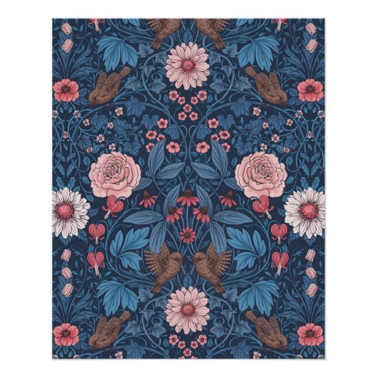Wilder Garten in blau Poster (Vorderseite)