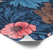 Wilder Garten in blau Poster (Ecke)