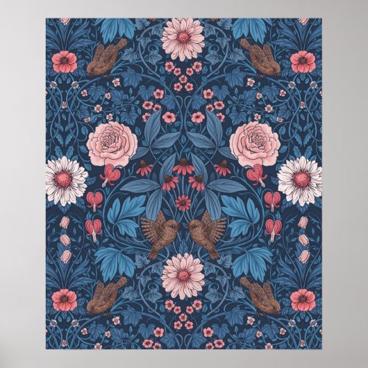 Wilder Garten in Blau Poster (Vorne)