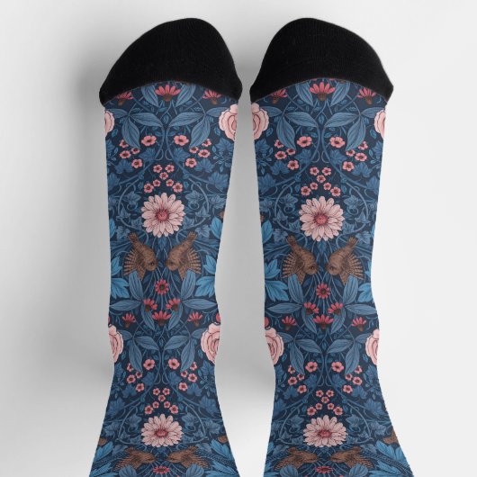 Wilder Garten in blau Socken (Oben)