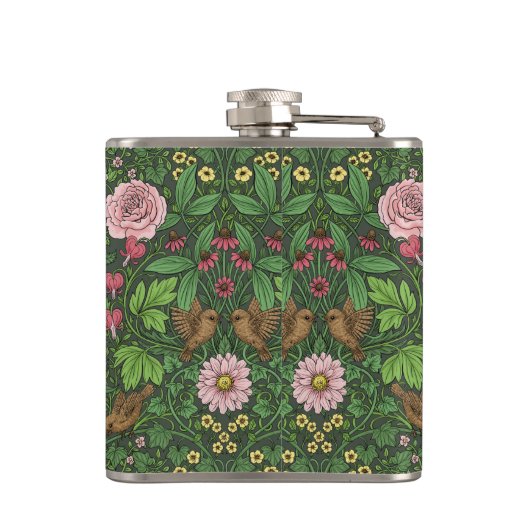 Wilder Garten in Grün Flachmann (Rückseite)