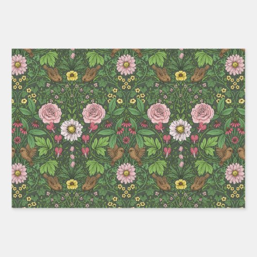 Wilder Garten in Grün Geschenkpapier Set (Vorderseite)