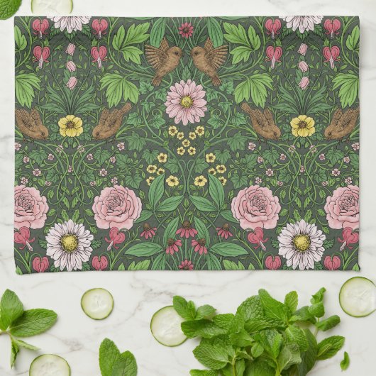 Wilder Garten in Grün Geschirrtuch (Gefaltet)