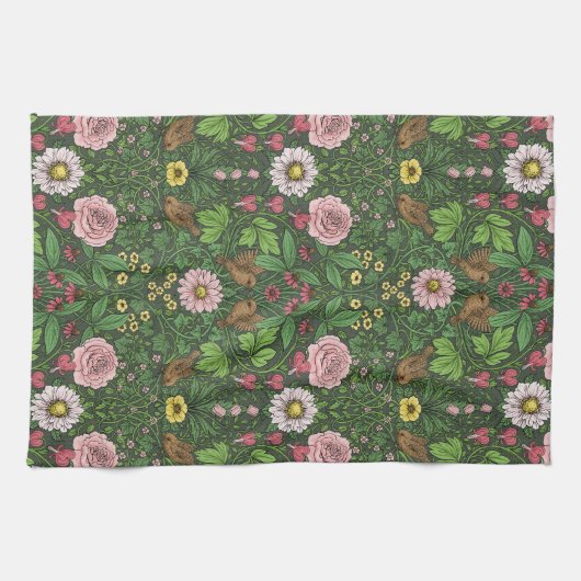 Wilder Garten in Grün Geschirrtuch (Horizontal)