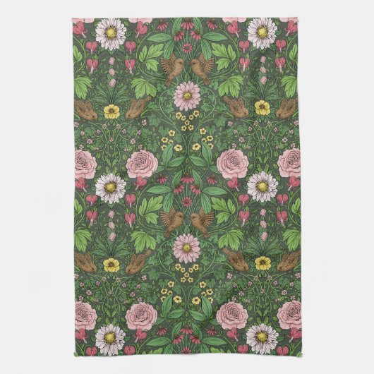 Wilder Garten in Grün Geschirrtuch (Vertikal)