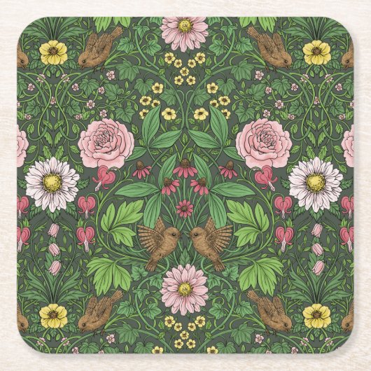 Wilder Garten in Grün Rechteckiger Pappuntersetzer (Vorderseite)