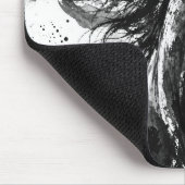 Wilder Geist in Tinte | Schwarz-Weiß-Pferdekunst Mousepad (Ecke)