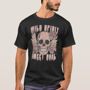 Wilder Geist Sweet Soul Schädel mit Rose Tattoo T-Shirt