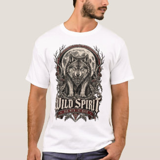 Wilder Geist Wolf Gothic Vintage Mond Kunst T-Shirt
