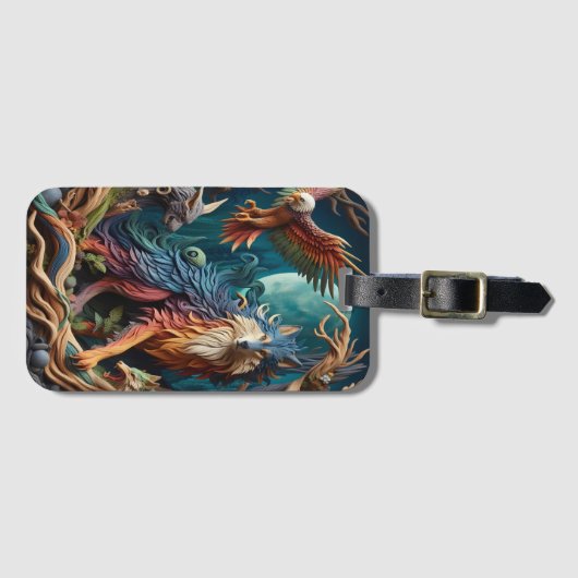 Wilder Geist: Wolf und Vögel Gepäckanhänger (Vorderseite (Horizontal))