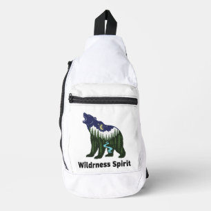 Wilder Geistbär Silhouette Rustikaler Wald Crossbody Bag
