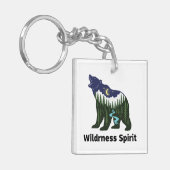 Wilder Geistbär Silhouette | Rustikaler Wald Schlüsselanhänger (Vorderseite links)