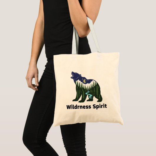Wilder Geistbär Silhouette | Rustikaler Wald Tragetasche (Vorderseite (Produkt))