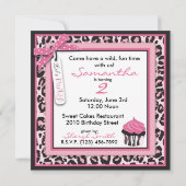 Wilder Gepard-Druck-u. Kuchen-Geburtstag Einladung (Rückseite)