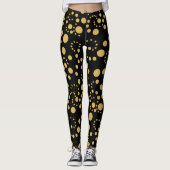 Wilder Goldpolka-Punkt auf schwarzen Leggings (Vorderseite)