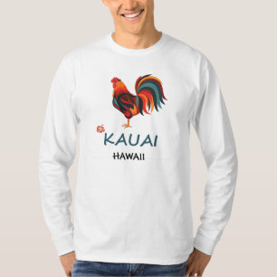 Wilder Hahn langer Hülsen-hawaiischer T - T-Shirt
