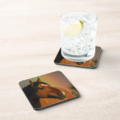 Wilder Hengst, Goldenes Licht und Regenbogen Getränkeuntersetzer (Rechte Seite)