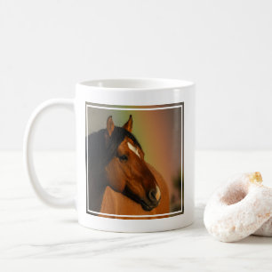 Wilder Hengst, Goldenes Licht und Regenbogen Kaffeetasse